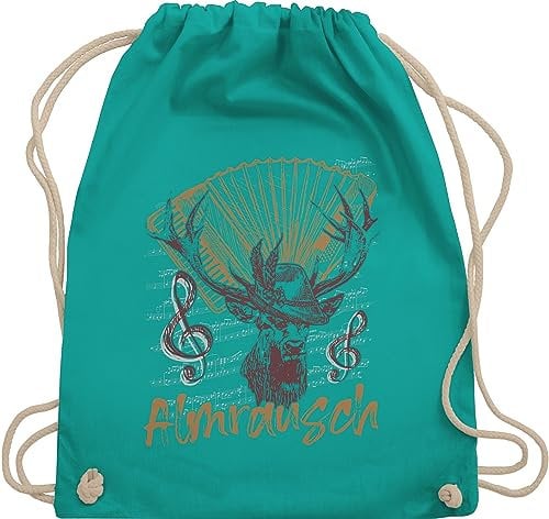 Shirtracer Turnbeutel Rucksack - Kompatibel mit Oktoberfest Tasche - Almrausch Hirsch Tradition Alpen Almerer - Unisize - Türkis - oktoberfest-tasche oktoberfestbekleidung trachtenrucksäcke bayrische