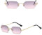 MUTYNE Occhiali da sole rettangolari stile punk Uomo senza montatura Occhiali ottagonali con montatura piccola in metallo per donna Frameless Uv400, lente rosa grigia, taglia unica