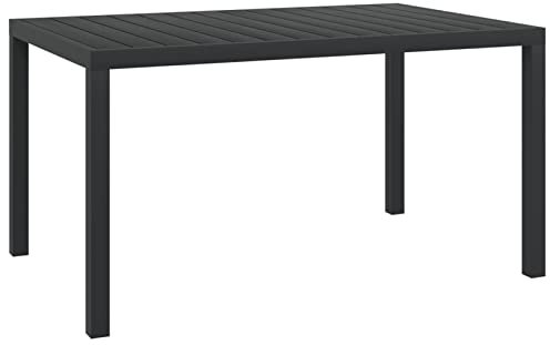 TANZEM Garten-Esstisch, Couchtisch, Konsolentisch, Gartentisch, Balkontisch, Balkonmöbel Kleiner Balkon, Balkon Tisch, Beistelltisch, WPC Aluminium 150 x 90 x 74 cm Schwarz