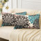 Velvhom Kissenbezüge Dekokissen Modern Kissenhülle Leinen Kissenbezug 30x50cm Sofakissen Braun und Blaugrün Dahlie Blumen Couchkissen Deko für Sofa Schlafzimmer Wohnzimmer Balkon 2er Set