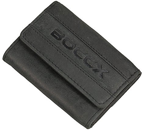 BOCCX Kleines Portemonnaie Damen - Mini Geldbörse Herren Echt Leder (9x7x2cm) - Geldbeutel klein mit Münzfach (Vintage-Black)