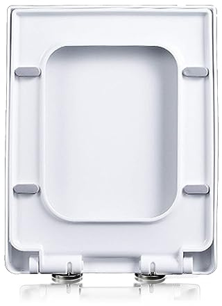 DRYFAL WC Sitz Eckig Mit Absenkautomatik, Toilettendeckel Quick-Release-Funktion, Klodeckel Aus Duroplast Toilettensitz Mit Edelstahl Befestigung Rechteckiger Typ,06C