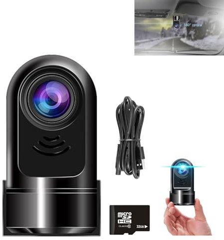Mini caméra de tableau de bord ADAS rotative à 360 ° HD 1080P, nouvelle mini caméra de tableau de bord avant pour voitures (32G),Ne prend pas en charge le système IOS