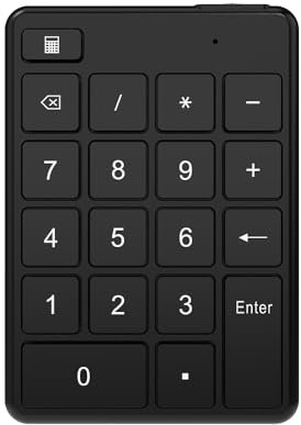 docooler Kabellose Ziffernblock BT5.1 Ziffernblock 19 Tasten Ultradünnes Design Tragbare Mini-Ziffernblock Ergonomisches Design Stummschalttastatur