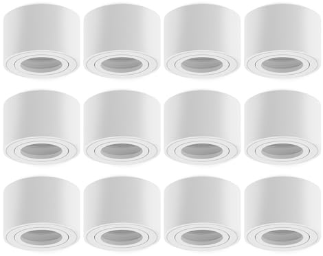 Oktaplex 12 Stück Aufbauspots Lile S für 230V LED-Module Aufbauleuchte | 30° schwenkbar, Ø50 mm LED-Module, weiß, Aluminium, rund, Direktanschluss 230V, IP20, flache Bauhöhe 50 mm