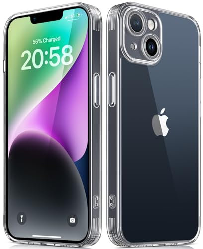 Mootobo für iPhone 14 Hülle Militärtaugliche Schutzhülle Matt Anti-Fingerabdruck Stoßstange Hinten Ganzkörper Stoßfeste Handyhülle für iPhone 14 6,1 Zoll Transparent
