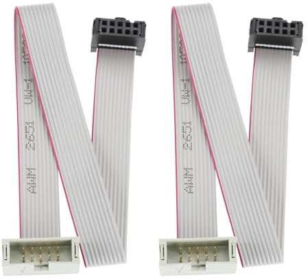 YINETTECH 2 Stück 10-poliges IDC Verlängerungskabel IDC Verlängerungs Jumper Anschluss Stecker auf Buchse IDC Verlängerungskabel 2,54mm Abstand Zweireihiges Flachbandkabel