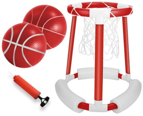 Panier de basket-ball au bord de la piscine, panier de basket-ball au bord de la piscine,Jouets de piscine flottants | Panier de basket extérieur au bord de la piscine avec balles et pompe pour les je