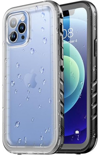 SPORTLINK for iPhone 12/12 Pro Waterproof Case - Shockproof Heavy Duty Front and Back Cover [Built in Screen/Camera Protector] [IP68 Underwater] [Dustproof] 360 Full Body- Black/Frosted Clear