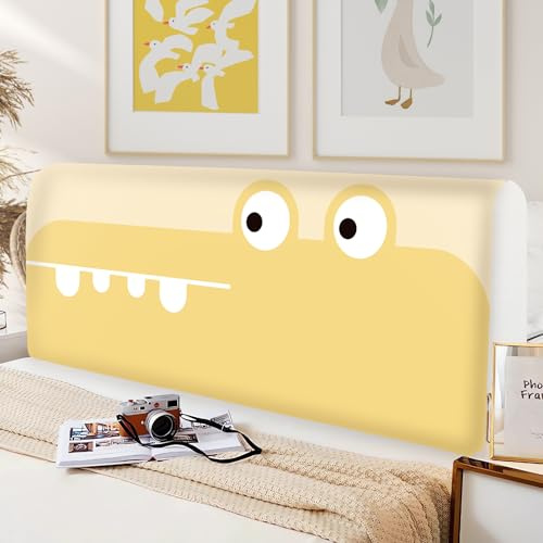 Kopfteil Bett Gelber Dinosaurier Kopfteil Bezug Bettkopfteil Polyester Bett Kopfteil Bezug Headboard for Bed Staubdicht Bettkopfteil Bezug für Bettkopfteil 140cm,Kopfteil Bett 160 (Für 140-160cm)