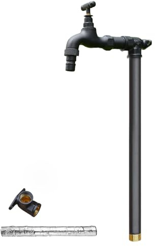 LXRHLIKG Freistehende Wassersäule Garten mit Wasserhahn, Vertikaler Wasserhydrant mit Frostschutz für Wasserrohre im Außenbereich(Black,100cm/39in)
