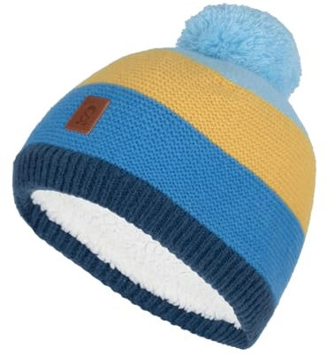 Trollkids Kinder Strickmütze Gryllefjord, Mystik Blau/Mango, 48-52cm
