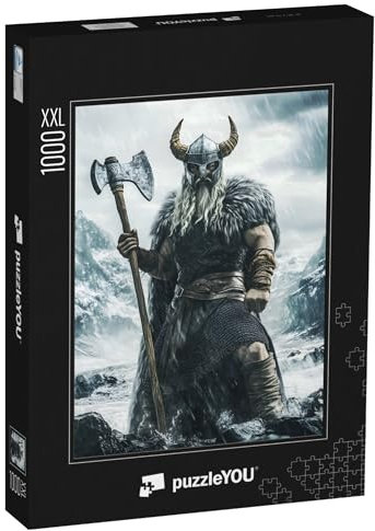 Puzzle 1000 Teile XXL „Wikingerhäuptling mit Einer riesigen Axt“