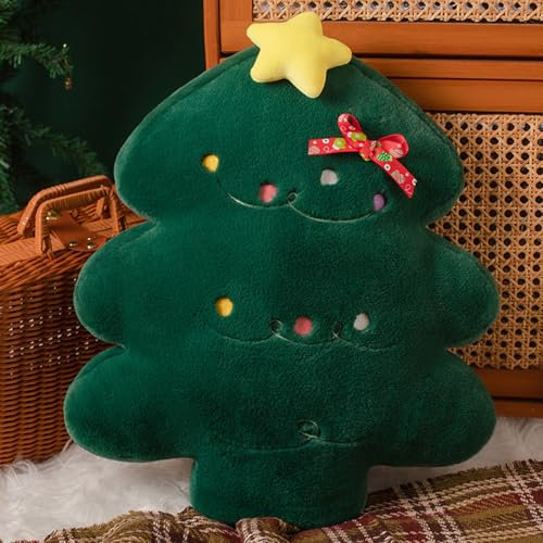 TETSMG Weihnachtsbaum Kissen Weihnachten, Tannenbaum Weihnachtskissen, Plüsch Weihnachtsdeko Kissen, Winter Deko Kissen, Niedlich Dekokissen Zierkissen für Weihnachtsdeko Innen Home Deko