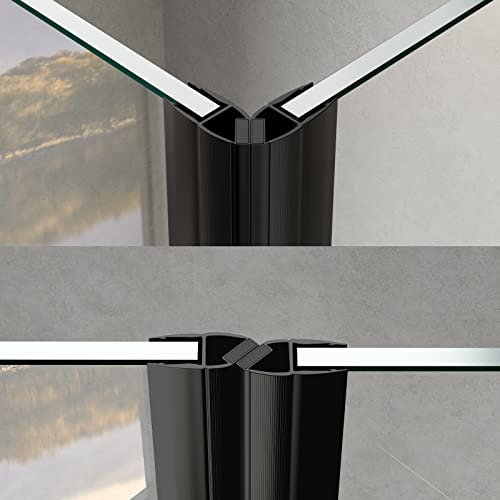 WITEN&NOCK Magnetduschdichtung für Duschtüren 90 Grad / 180 Grad (1 Set) Länge 200 cm Schwarz Magnetdichtung Ersatzdichtung für Glasstärke 8mm, 9mm, 10 mm
