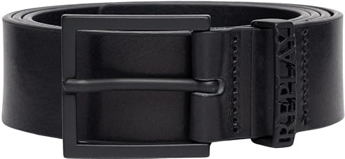 Replay Herren Gürtel Eckige Dornschließe, Black 0098 (Schwarz), 105 cm
