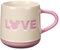 Disney Store Official Mug Mickey, 425 ml, tasse beige et rose, inscription Love, adapté au lave-vaisselle et au micro-ondes