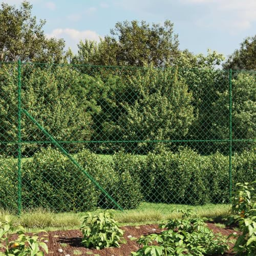 Festnight Maschendrahtzaun 160 cm höhe Set Maschendrahtzaun Komplettset 1 x 17m Gartenzaun Set Zaunset Drahtzaun Maschendraht mit Bodenflansch-Grün-1.6 x 10 m