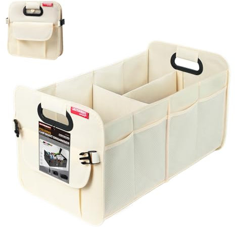 Auto Kofferraum Organizer 55L Faltbare Kofferraumtasche mit Mehrere Fächer & rutschfeste Unterseite, stabil wasserdicht Oxford-Gewebe Kofferraumbox für Einkaufen Camping Reisen