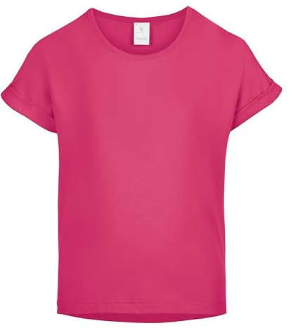 Merry Style T-Shirt MS-468 | 100% Cotone Maniche Corte con Risvolto, Maglietta per Ragazza e Bambina con Collo Tondo Classico, adatta lo Sport e la Scuola