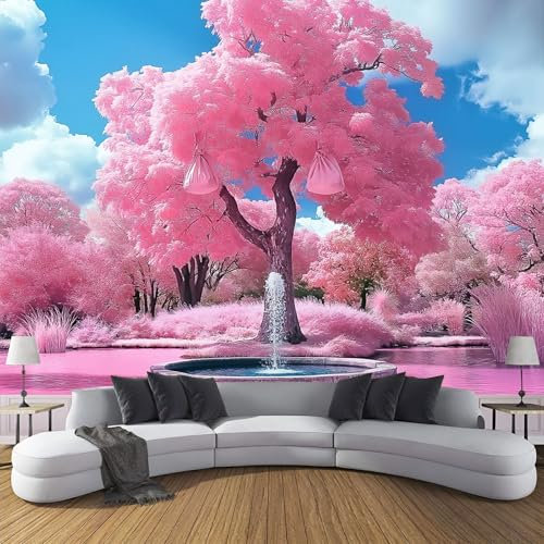 Fototapete 3D Effekt Fantasy-Stil - Baumsee Tapeten Wandekoration Wohnzimmer Schlafzimmer Büro Flur Tapete,Wandtapete Bildtapete Wand Dekoration 230X180Cm