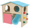 DRESSOOS Maison Bois pour Hamster avec Échelle Et Cloche Cabane Amusante pour Petits Animaux Bleu