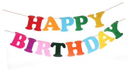 MAGICLULU Bunte Geburtstag Vlies Banner Girlande Happy Birthday Dekoration Für Geburtstagsfeiern Kreative Falt Dekoration Festliche Raumgestaltung Party Zubehör