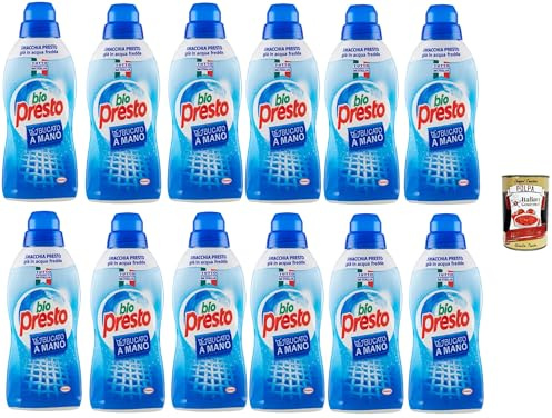 Bio Presto Reinigungsflüssigkeit von Hand, entfernt schnell Flecken, auch in kaltem Wasser, 12x 750 ml + Italian Gourmet polpa 400g