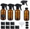Relaxdays Pulverizador Agua Cristal, Set 4, 250 ml, Niebla, Chorro, Botella Spray Pelo, Limpieza, Plantas, Marrón/Negro, Vidrio, Plástico