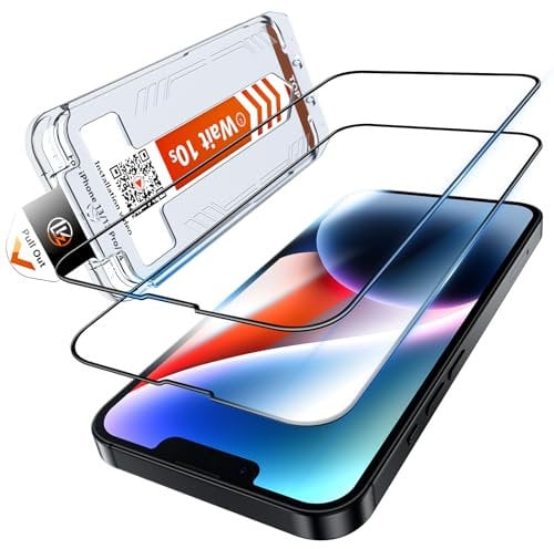 LK 2 Pack for iPhone 16e/iPhone 13/13 Pro/iPhone 14 Screen Protector, [Instant Installation] [Automatic Dust Removal] Tempered Glass Screen Protector, Military Grade Shatterproof, No Bubbles No Dust