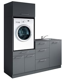 Laundreezy Waschraum Komplett-Set Modulares Schranksystem Anthrazit