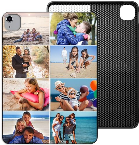 Personalised Case Compatible with All iPad models iPad 10th, 9th Gen,6th Gen, 5th Gen, Mini, Air, M2, M3 – Collage Photo Black Silicon Shockproof Cover - Personalize with EIGHT-PHOTOS