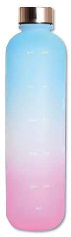 DmDoyy Gourde 1l, Bouteille D'eau Design Plastique, Bouteille Plastique De Sport Reutilisable, Sans BPA, Pour Velo, Voyage, Ravail, École (Dégradé De Couleurs, 1000ml)