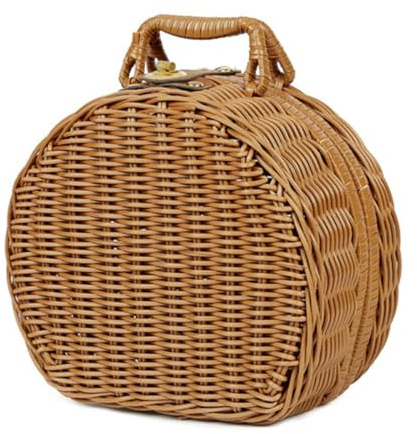 Hoite Rattan-Aufbewahrungskorb, Koffer, Rattan-Koffer, Picknickkorb mit kleinem Griff für Outdoor-Camping, Kleidung, Decken, Spielzeug (braun)