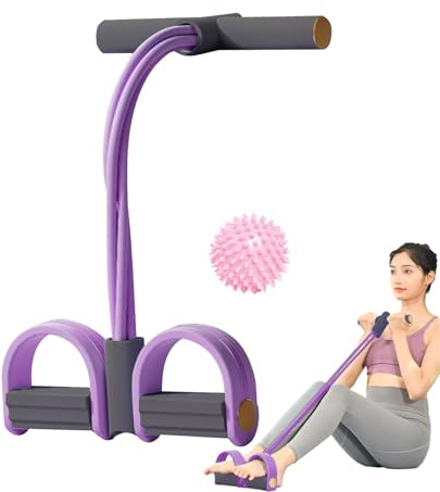Foot Pedal Resistance Band-4-Röhren-Spannungsseil Für Krafttraining, Sit-up-Unterstützung Und Bauchübungen Im Home Gym | Tragbares Fitness -Pull -Seil, Langlebiger Yoga -Trainer Für Den Kern