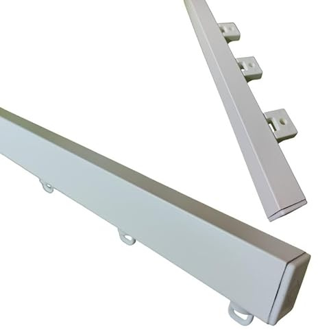 TENDE ARREDO TESSILE - Binario Tenda Soffitto Scorrevole (264 cm) Zineffa per Tenda, Binario a Onda Passo 8, in Alluminio con Tappi Terminali e Occhielli in PVC per Tende su Misura (Bianco)