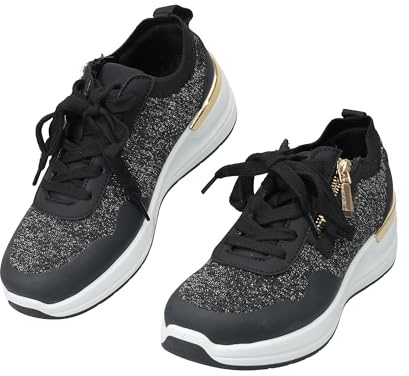 JOMIX Sneakers Donna con Zeppa Scarpe da Ginnastica con Cerniera Laterale Antiscivolo Scarpe Casual Comodo Tomaia a Maglia