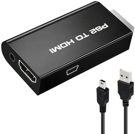 Klyk PS2 To HDMI Converter Plug, HDMI Adapter for Old Game Console | With 3.5mm Audio Output Plug and Play for HDTV Monitor Projector Clear Video Audio Support