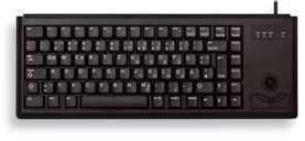 CHERRY G84-4400, Teclado Compacto con Trackball Integrado, Disposición UK (QWERTY), Con Cable (Conexión PS/2), 2 Teclas de Ratón, Switches Mecánicos CHERRY ML, Negro