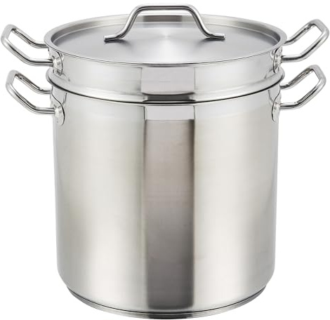 Winco 20 qt Stainless Steel Double Boiler with Cover