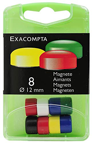 Exacompta 11345E 8er Pack Magnete Stärke F12 Durchmesser 12mm farbig sortiert in 6 verschiedenen Farben