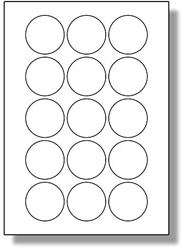 Label Planet® 15 Per Page/Sheet, 5 Sheets (75 Round Sticky Labels), White Blank Matt A4 Circular Circle Price Pricing Stickers, for Laser or Inkjet Printer, UK LP15/51R, 51MM Diameter Circles