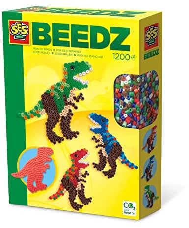 SES Creative 06117 Iron on Beads T-Rex, Multicoloured