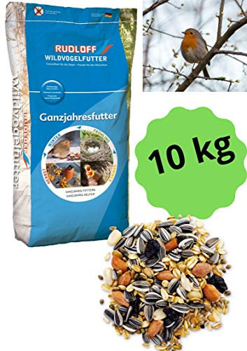 Rudloff Wintermix 10 kg Sack Mischfutter für Vögel | Wintervogelfutter Sommerfutter Wildvögel wildvogelfutter Winter | Streufutter mit gestreifte Sonnenblumenkerne Erdnusskerne Futterhanf