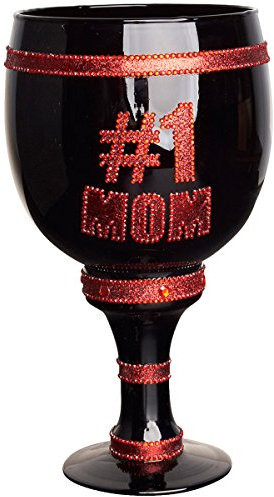 .iced-out. Bling Glas Pimp Cup Becher - No.1 MOM schwarz/rot