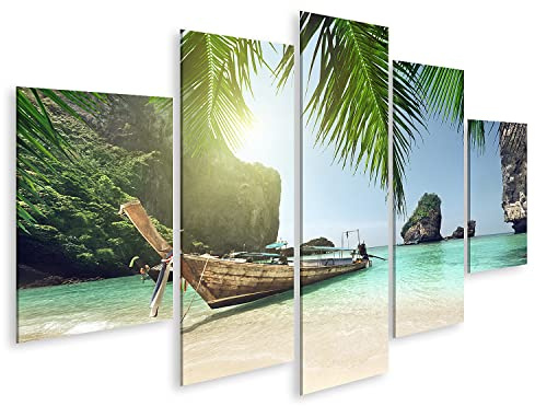 islandburner Bild auf Leinwand Fischer Long Tail Boot Phi Phi Insel Thailand Bilder Wandbilder Poster