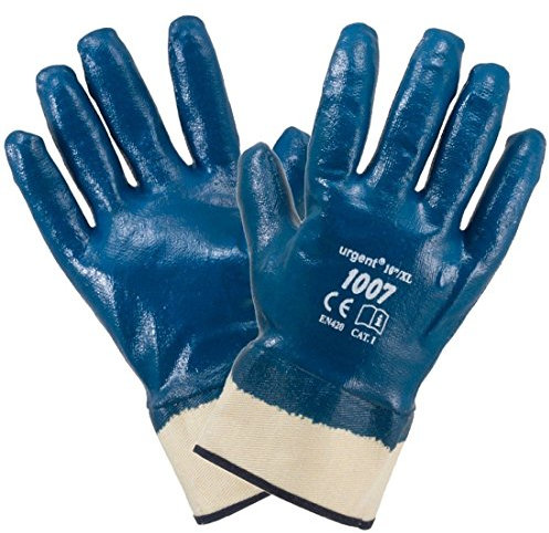 12 Paar Arbeitshandschuhe blau vollbeschichtet Nitril Baumwolle mit Stulpe Gr. 10 (1007)