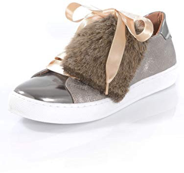 Alba Moda Sneaker mit effektvoller Kunstfell-Lasche Taupe