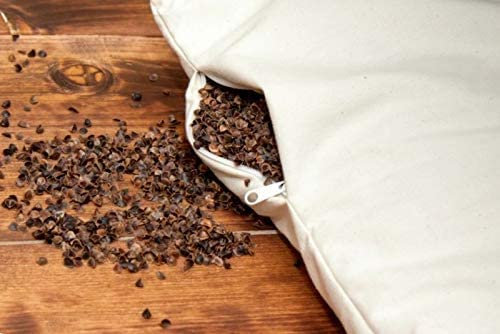 Merino Wool 1x Buchweizen Kissen Buchweizenkissen mit Reißverschluß, Stütz Kofkissen, Kissen Kopfkissen, Baumwolle Bezug Buchweizenkissen (50 x 70 cm)