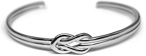 Sprezzi Fashion Herren Armreif Silber handgefertigt aus 925 Sterling Silber Retro Hippie Boho Armband für Männer Modisch größenverstellbar offene Armspange mit Knoten inkl. Geschenkbox